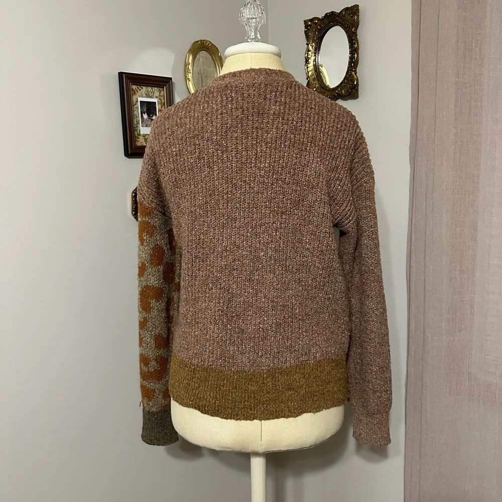 Mystree Patchwork Leopard Cardigan Sweater - Picture 4 of 5